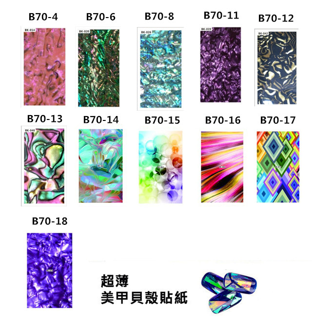 【MoreColors】美甲 貝殼貼紙 雷射貼紙 B70-1~18